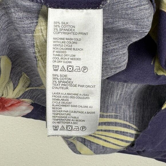 Tommy Bahama Men's Shirt Sz L Silk Hawaiian Style Button Down Loop Collar Purple - Picture 4 of 5